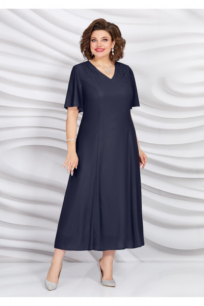 Деловое платье из шифона с аппликацией из страз и рельефами Mira Fashion 5398-2 - фото 1