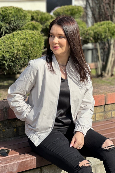 Бомбер на молнии для демисезона в стиле повседневный S.O.L O Me М-1541 жемчужный - фото 1