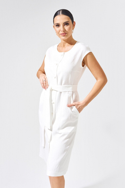 Классическое платье-халат из струящейся ткани FOXY FOX 1550 белый - фото 3