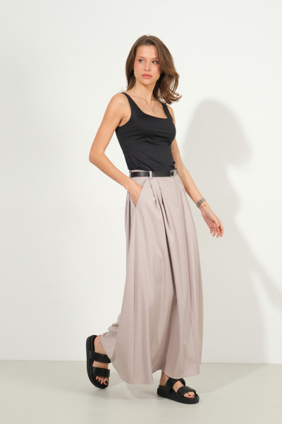 Юбка-макси с глубокими складками и карманами Luitui R2061 песочный - фото 4