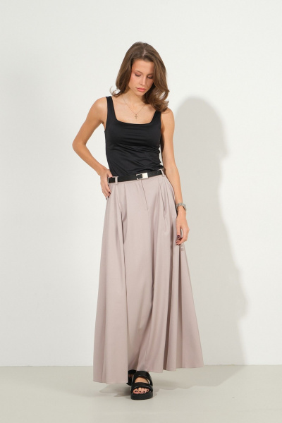 Юбка-макси с глубокими складками и карманами Luitui R2061 песочный - фото 2