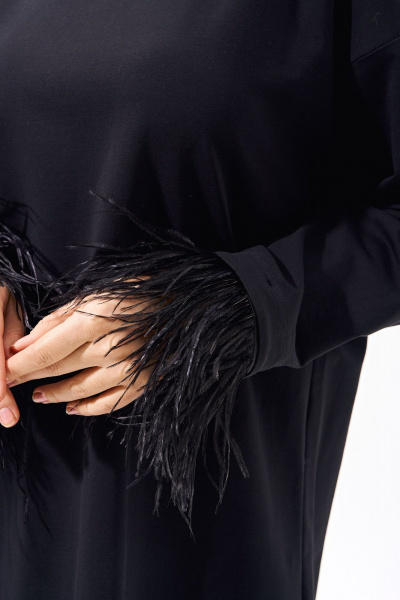 Платье свободного силуэта из трикотажа с перьями FOXY FOX 1566 - фото 3