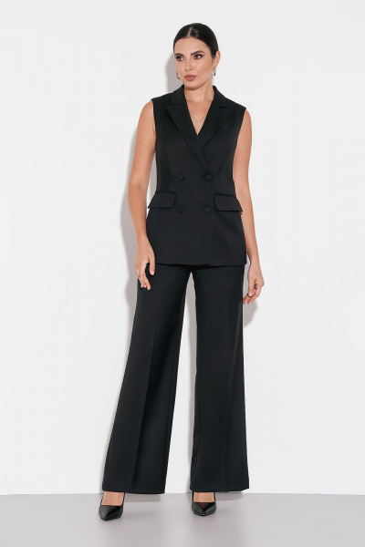 Жилет деловой классический двубортный из костюмной ткани FOXY FOX 1567 черный - фото 4