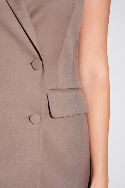 Жилет деловой классический двубортный из костюмной ткани FOXY FOX 1567 коричневый - фото 6