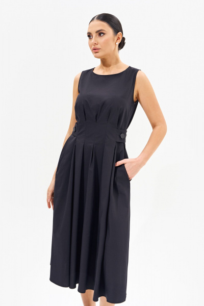 Платье А-силуэта с карманами из хлопкового поплина FOXY FOX 1569 черный - фото 6