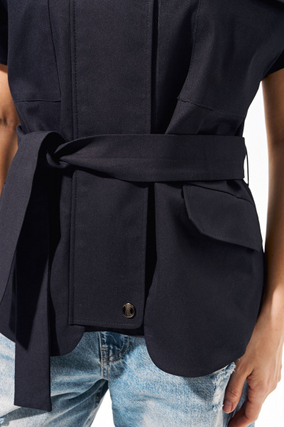 Жилет джинсовый свободного кроя с накладными карманами FOXY FOX 1579 черный - фото 6