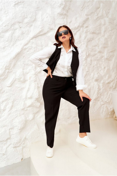 Классические прямые брюки со стрелками и карманами Gold Style 2305-2 черный - фото 2