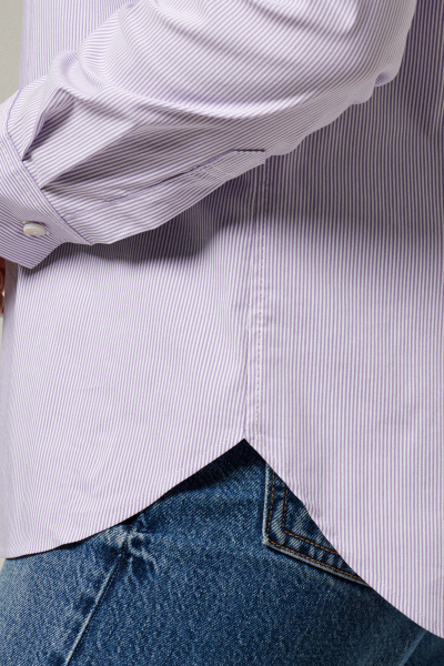 Блуза из хлопковой ткани с воротником-стойкой и складками Панда 162240w фиолетовый - фото 4