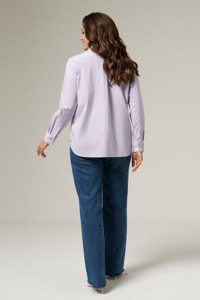 Блуза из хлопковой ткани с воротником-стойкой и складками Панда 162240w фиолетовый - фото 5