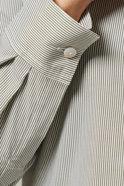 Блуза из хлопковой ткани с накладными карманами и клапанами Панда 162240w хаки - фото 3