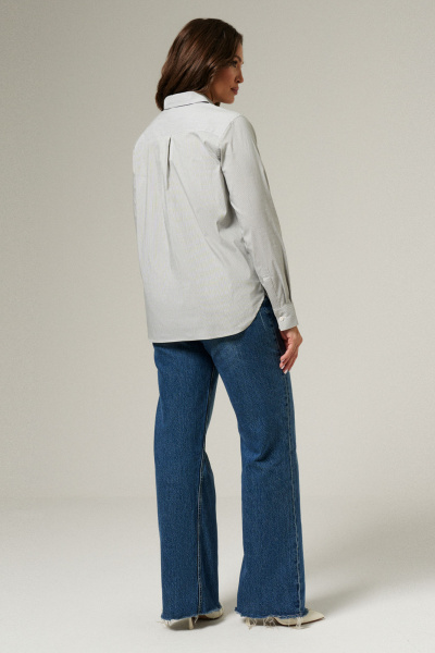 Блуза из хлопковой ткани с накладными карманами и клапанами Панда 162240w хаки - фото 4