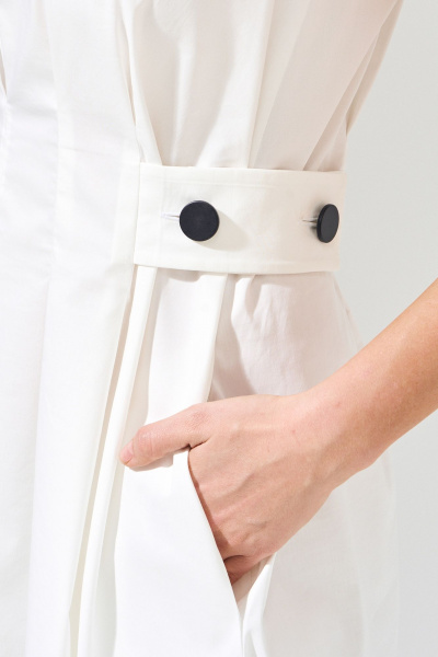 Платье А-силуэта с карманами из хлопкового поплина FOXY FOX 1569 молочный - фото 4