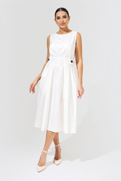 Платье А-силуэта с карманами из хлопкового поплина FOXY FOX 1569 молочный - фото 1