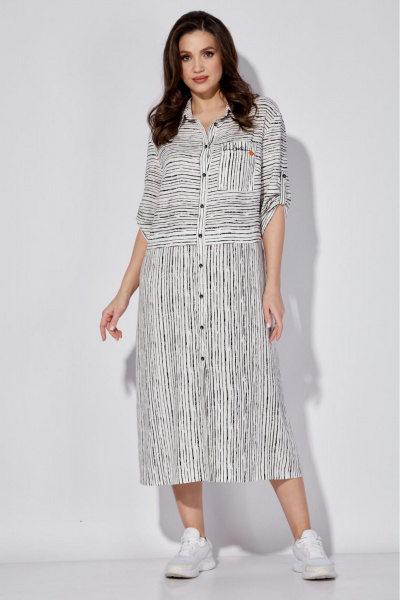 Мультиколорное платье с карманами и рубашечным воротником TAiER 1274 - фото 1