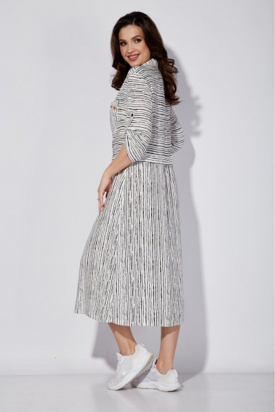 Мультиколорное платье с карманами и рубашечным воротником TAiER 1274 - фото 2