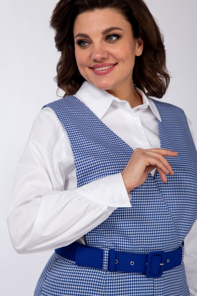 Блуза, сарафан Vilena 982 белый-василек - фото 6