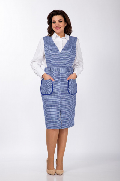 Блуза, сарафан Vilena 982 белый-василек - фото 5