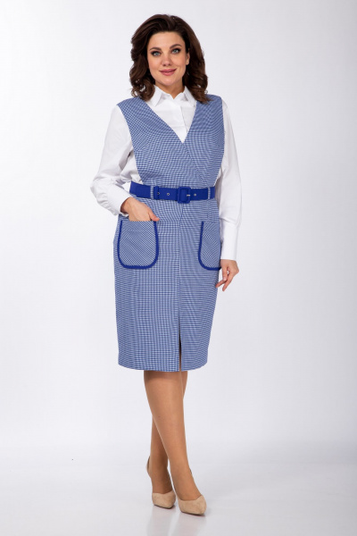 Блуза, сарафан Vilena 982 белый-василек - фото 1