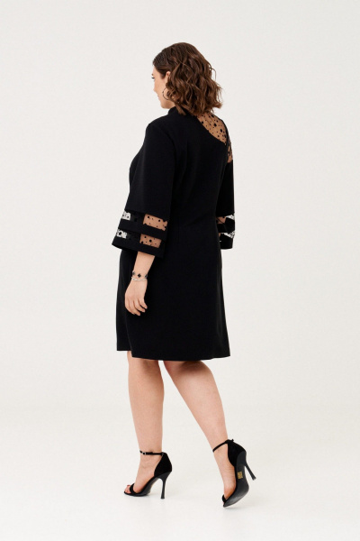 Платье нарядное с асимметричными кокетками и сеткой Almirastyle 330 черный - фото 6