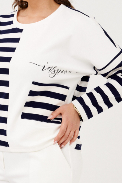 Брюки и джемпер из трикотажа с термопереводкой демисезон Almirastyle 331 синий,белый - фото 4