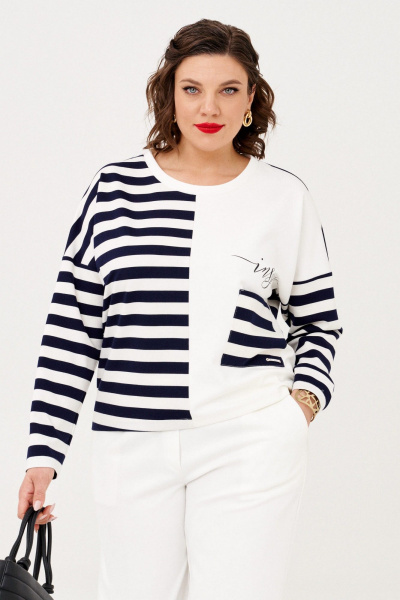 Брюки и джемпер из трикотажа с термопереводкой демисезон Almirastyle 331 синий,белый - фото 3