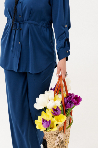 Брюки и жакет из текстиля с полосатым стилем повседневный Almirastyle 336/1 темно-синий - фото 7