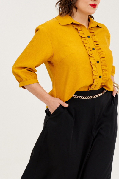 Блуза, брюки Almirastyle 339 горчица,черный - фото 6