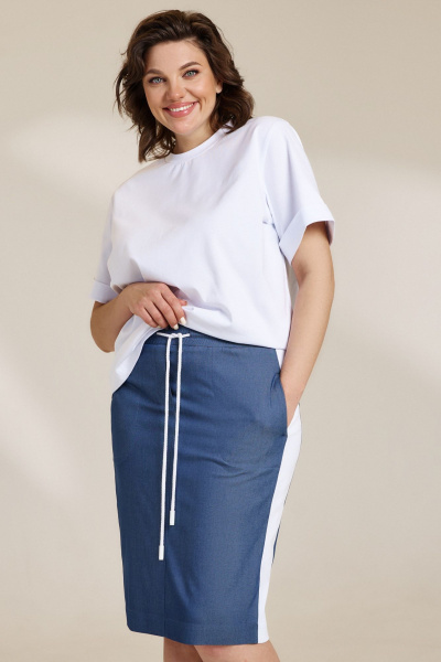 Футболка, юбка DILIA 0852 белый-деним - фото 4