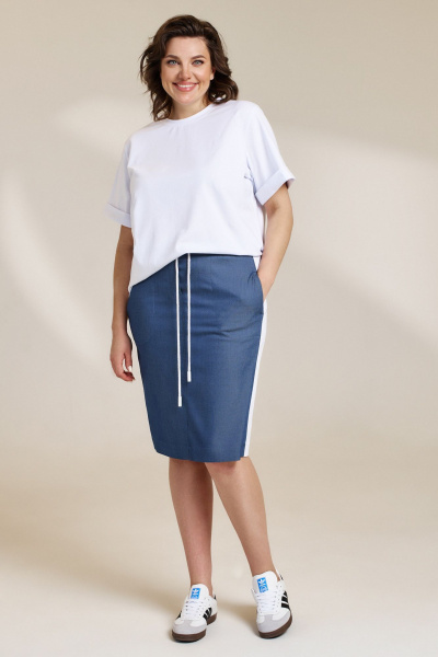 Футболка, юбка DILIA 0852 белый-деним - фото 2