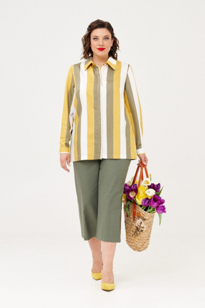 Брюки, рубашка Almirastyle 352 желтый,хаки,горчица - фото 2