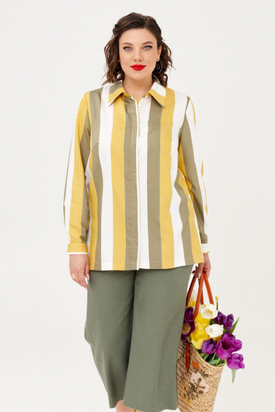 Брюки, рубашка Almirastyle 352 желтый,хаки,горчица - фото 1