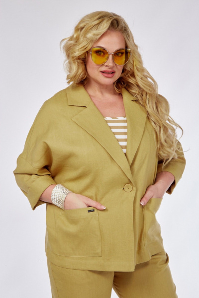 Брюки, жакет, футболка Диомант 1963 горчица - фото 7