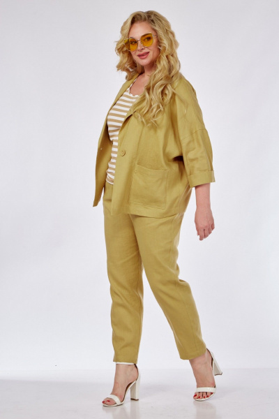 Брюки, жакет, футболка Диомант 1963 горчица - фото 4