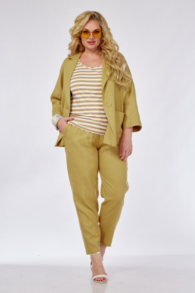 Брюки, жакет, футболка Диомант 1963 горчица - фото 3