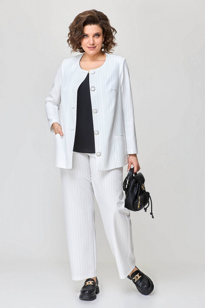 Деловой костюм с прямыми брюками и жакетом без воротника Algranda А3975-1-1 - фото 7