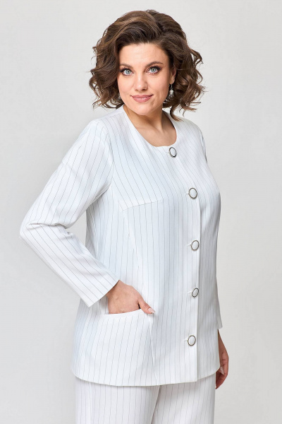 Деловой костюм с прямыми брюками и жакетом без воротника Algranda А3975-1-1 - фото 2