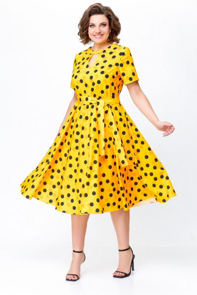 Платье Swallow 738 солнечно-желтый+горошек - фото 8