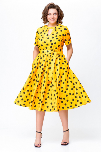 Платье Swallow 738 солнечно-желтый+горошек - фото 5