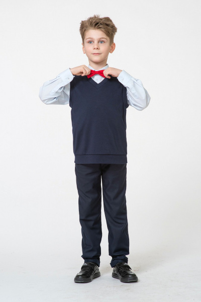 Жилет прямого силуэта из трикотажа для мальчика Франтишка Ш-3504-м-24с-33-с78 темно-синий - фото 1