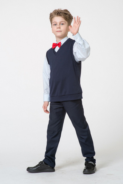 Жилет прямого силуэта из трикотажа для мальчика Франтишка Ш-3504-м-24с-33-с78 темно-синий - фото 3