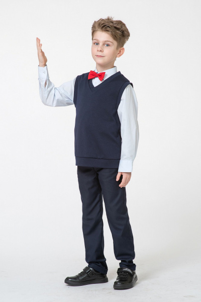 Жилет прямого силуэта из трикотажа для мальчика Франтишка Ш-3504-м-24с-33-с78 темно-синий - фото 2