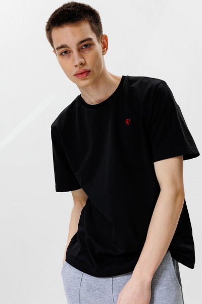 Черная спортивная футболка из хлопка и текстиля GO M1001/40-02. 176-182 - фото 5