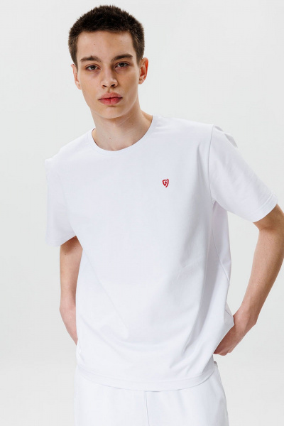 Белая футболка из хлопка и текстиля в стильном дизайне GO M1001/01-01. 176-182 - фото 5