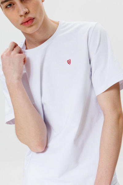 Белая футболка из хлопка и текстиля в стильном дизайне GO M1001/01-01. 176-182 - фото 3