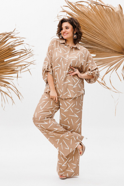 Брюки, рубашка Anelli 1406 айвори - фото 1