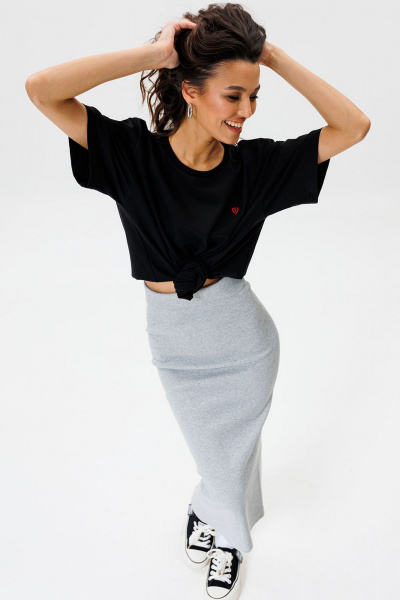 Черная оверсайз футболка из трикотажа для каждого дня GO F1001/40-02. 164-170 - фото 6