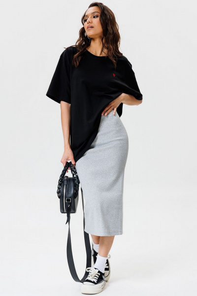 Черная оверсайз футболка из трикотажа для каждого дня GO F1001/40-02. 164-170 - фото 3