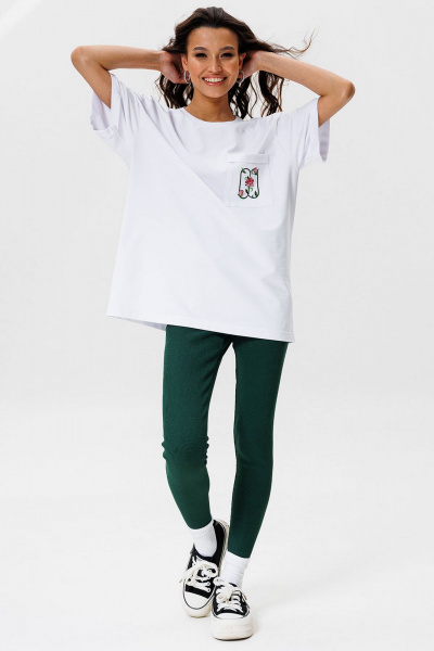 Белая футболка стопроцентного хлопка с вышивкой и карманом GO F1005f/01-01. 164-170 - фото 5