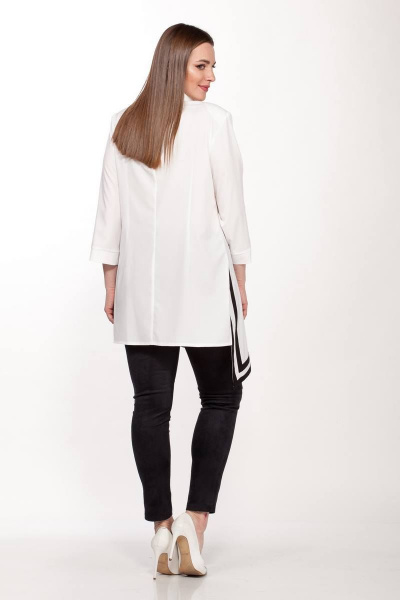 Блуза белая асимметричная из тонкой ткани с разрезами Belinga 5061 - фото 3