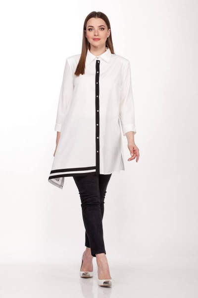 Блуза белая асимметричная из тонкой ткани с разрезами Belinga 5061 - фото 1